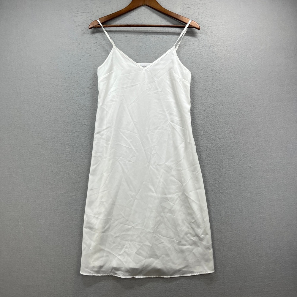 English Factory Midi Slip Dress Women XS White V Neck Spaghetti Strap Minimalist